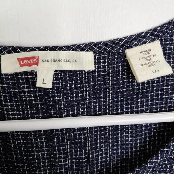 Levis Top Womens Large Pintuck Pleating Plaid Country Western Full Button Front - Picture 5 of 8